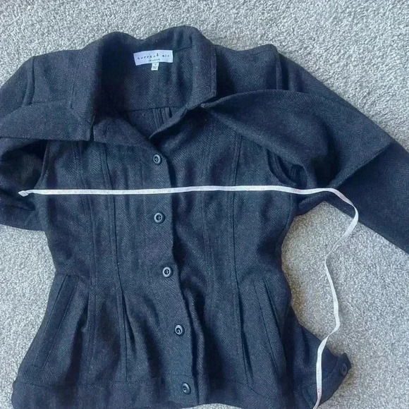 Anthropologie Current Air Grey Herringbone Peplum Jacket - Picture 11 of 15